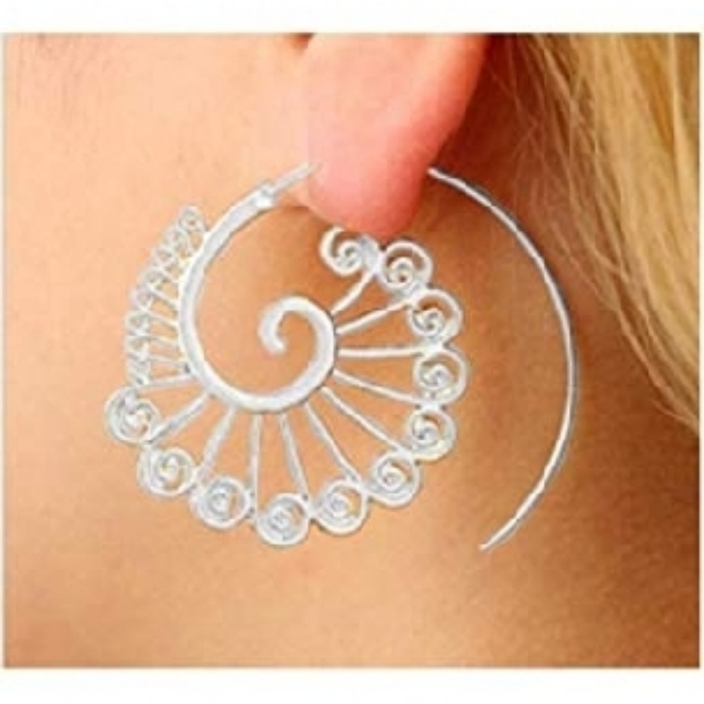 Boho Silver Hoop Earrings
